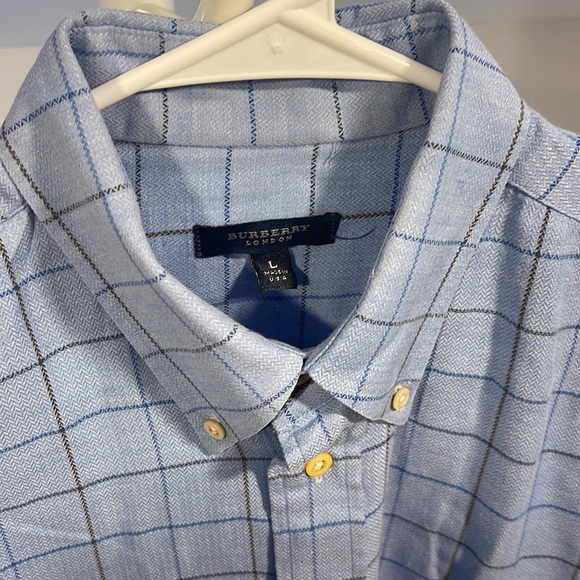 Burberry - M Cashmere Blend Blue Square Design, Size Large - Picture 6 of 7